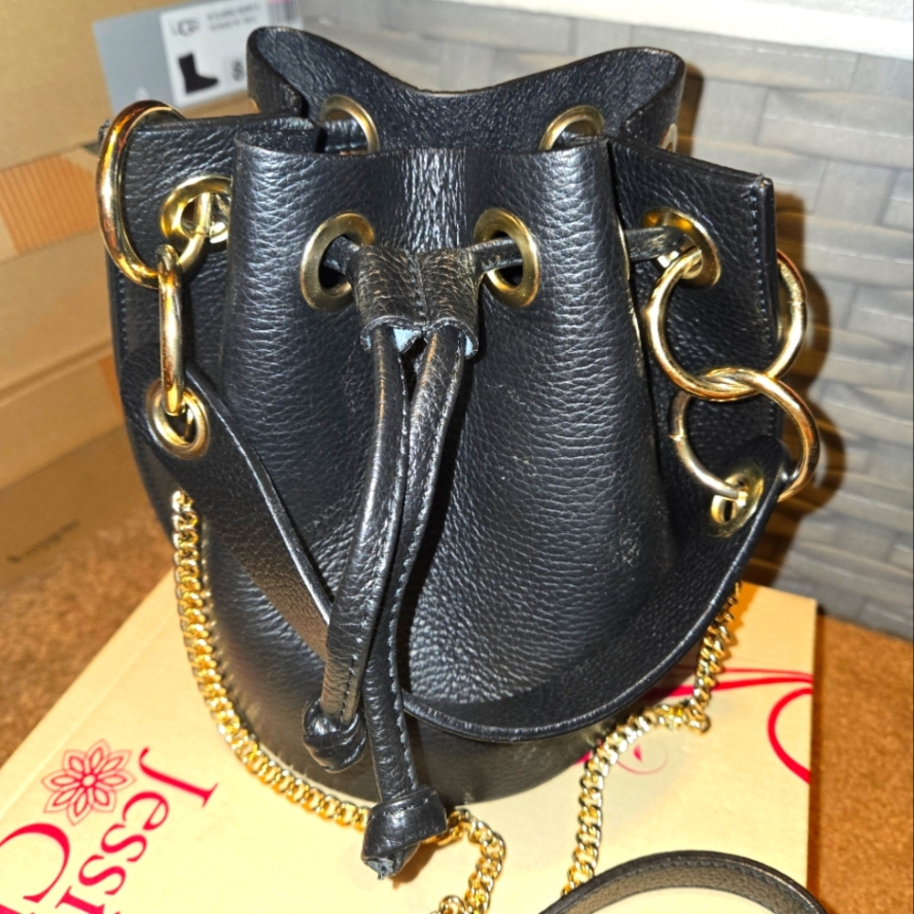 Genuine leather drawstring bag!